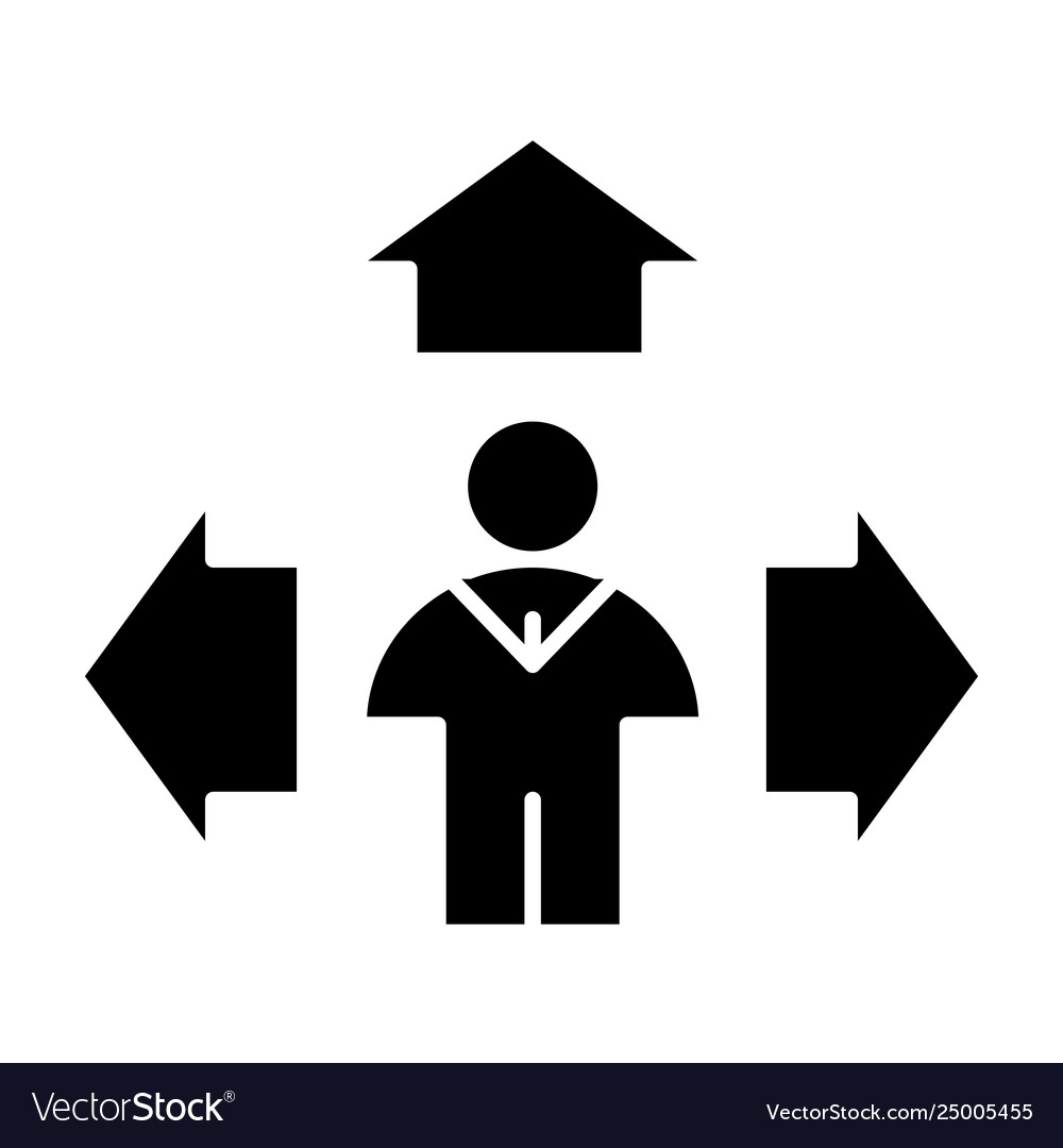 Man and arrows up solid icon direction vector image Man and arrows up solid icon direction