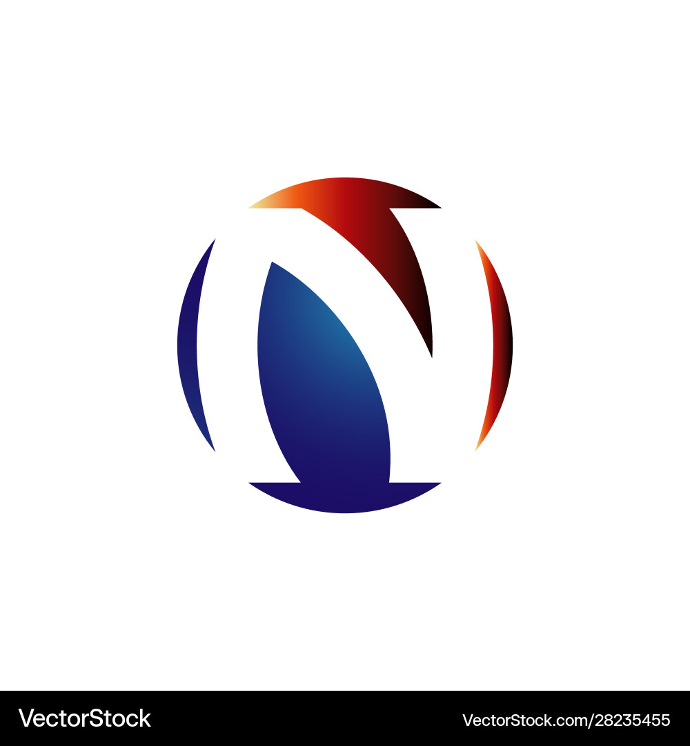 N Initial Letter N Logo Design On Stylish Vector Image