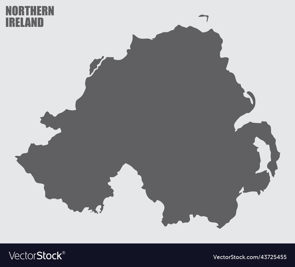 Northern ireland map silhouette isolated on gray