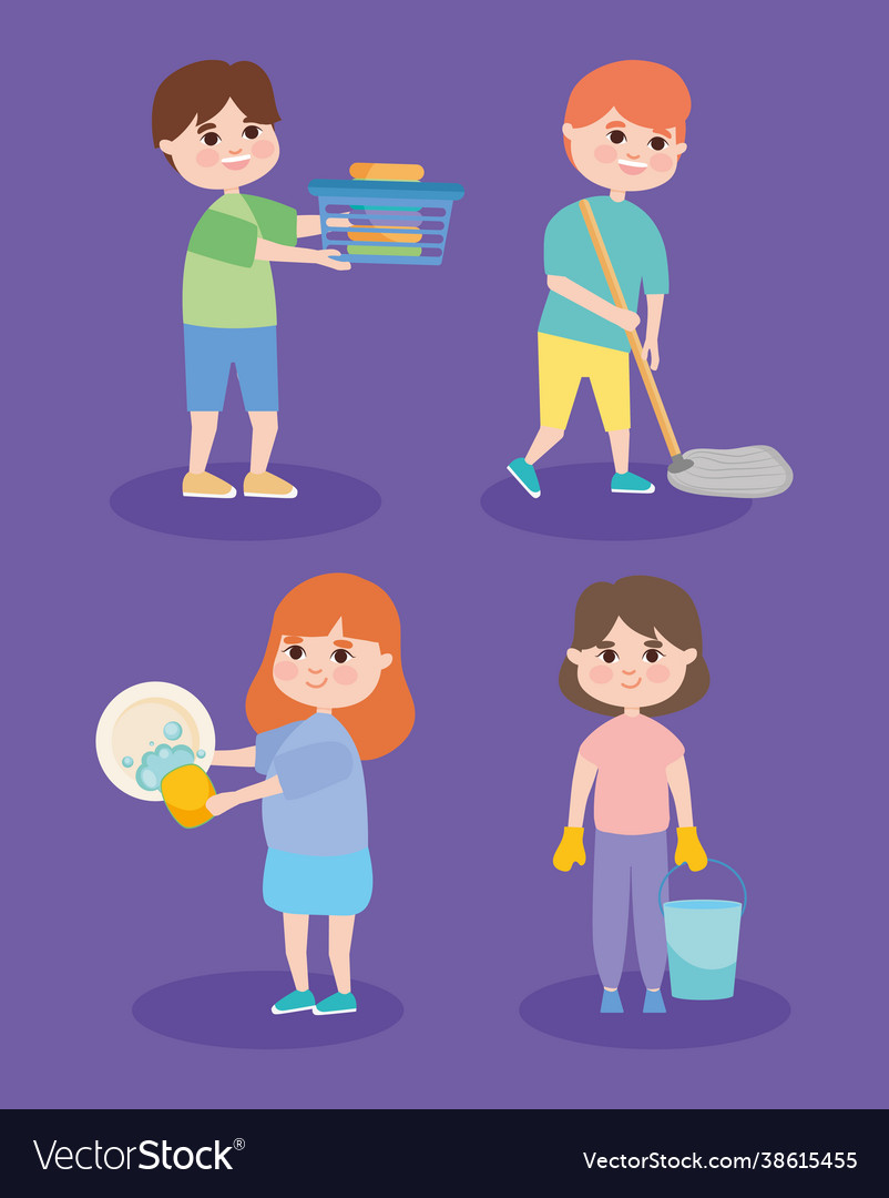 People and household chores Royalty Free Vector Image