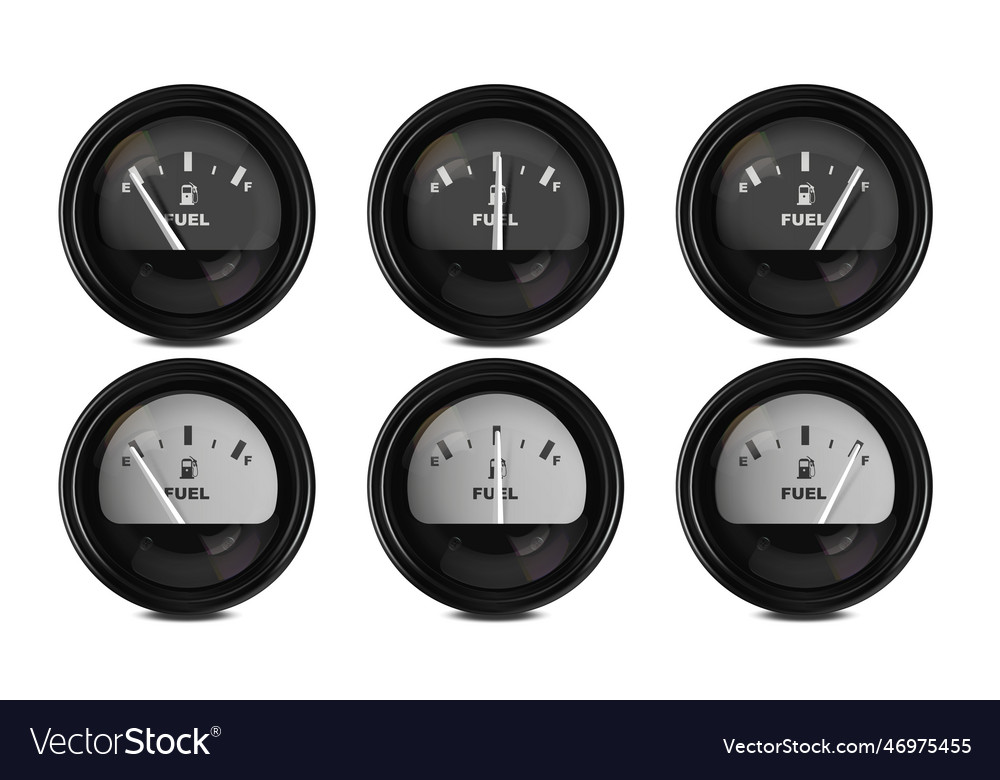 Realistic 3d set of fuel level indicators Vector Image