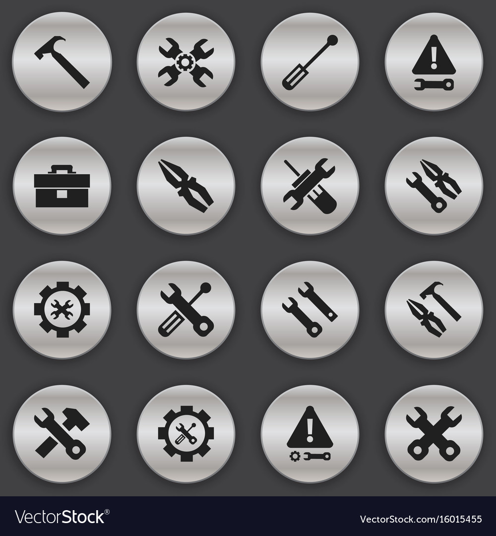Set of 16 editable toolkit icons includes symbols