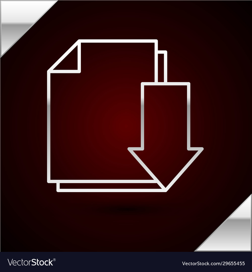 Silver line document with download icon isolated