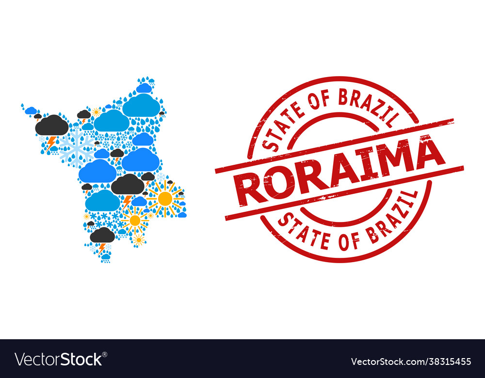 Weather pattern map roraima state and grunge vector image Weather pattern map roraima state and grunge