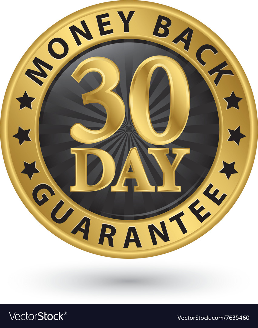 30 day money back guarantee golden sign Royalty Free Vector