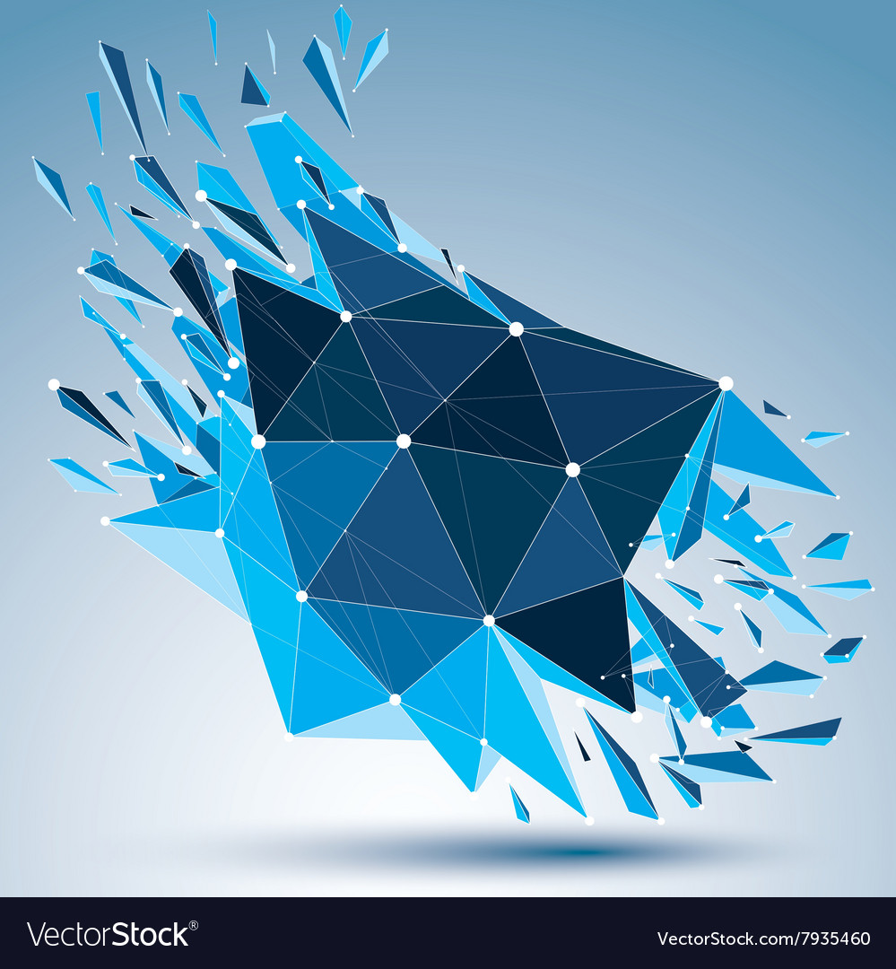 3d digital wireframe complicated object broken