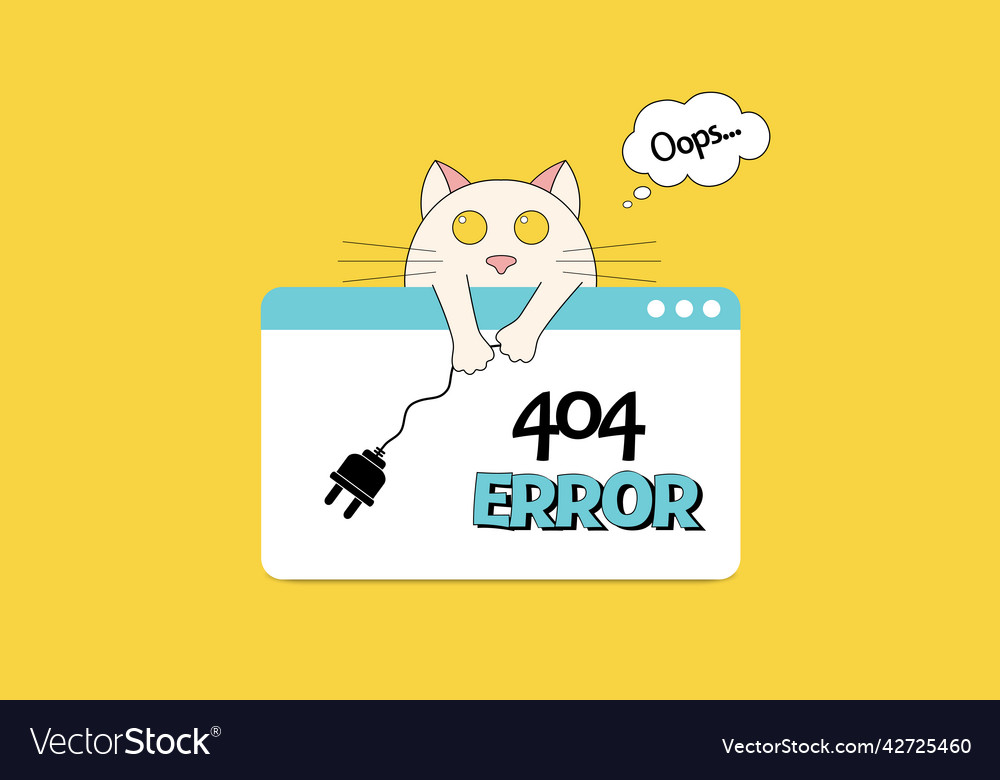404 error page with cat vector image 404 error page with cat