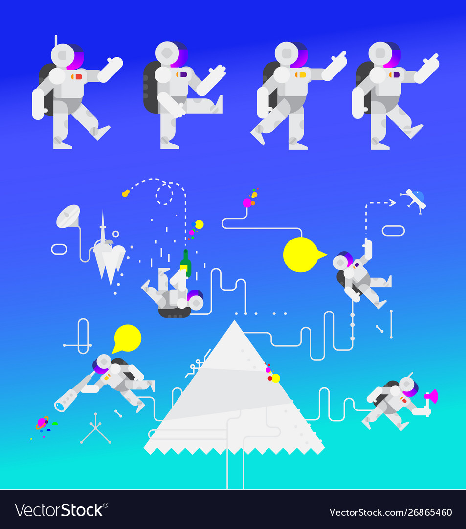 Astronauts in space the characters vector image Astronauts in space the characters