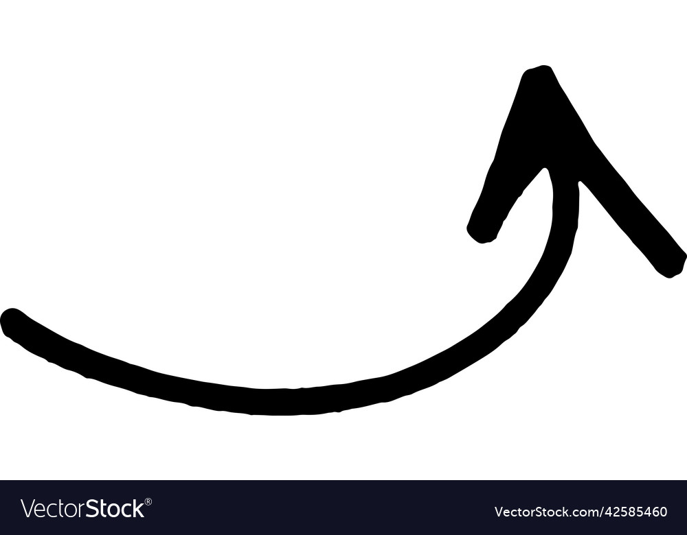 Brushstroke arrow smooth up hand drawn pointer vector image Brushstroke arrow smooth up hand drawn pointer