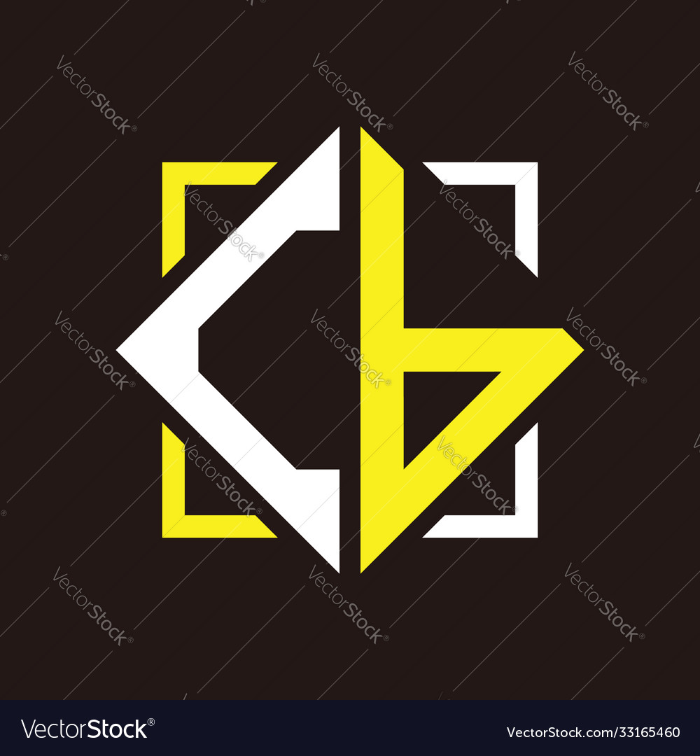 C b initials quadrangle monogram with square