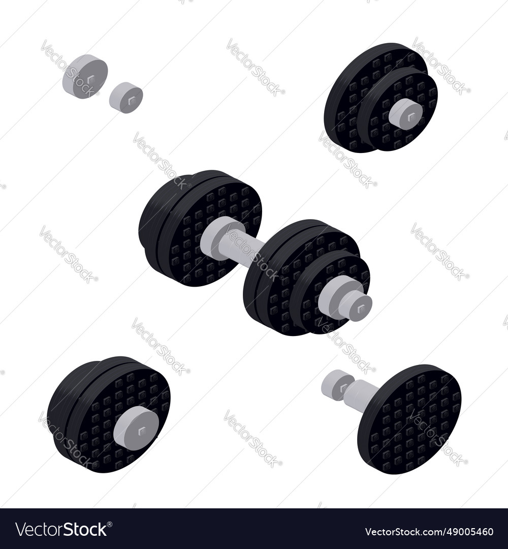 Concept with dumbbells working out in isometric vector image Concept with dumbbells working out in isometric