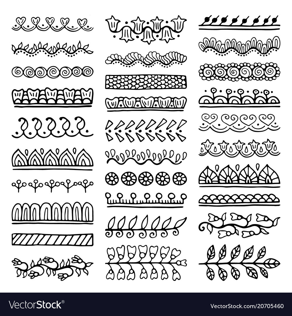 Hand drawn dividers set Royalty Free Vector Image