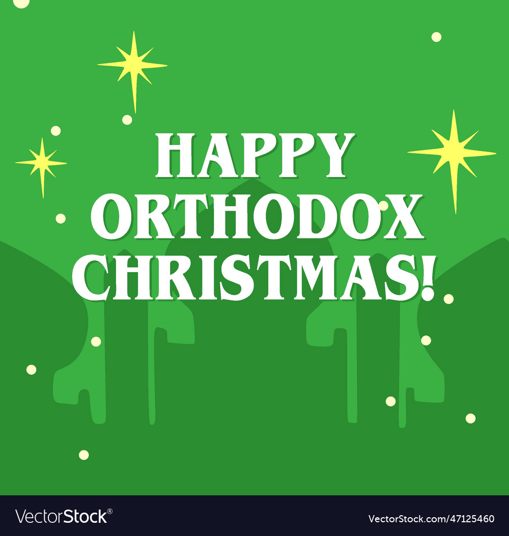 Happy orthodox christmas with green background Vector Image