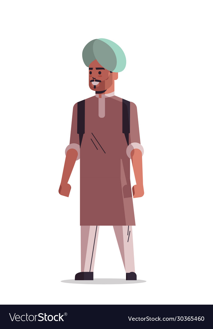 Indian man wearing turban smiling male cartoon Vector Image