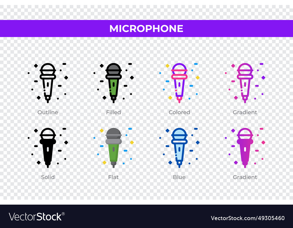 Microphone icons in different style vector image Microphone icons in different style
