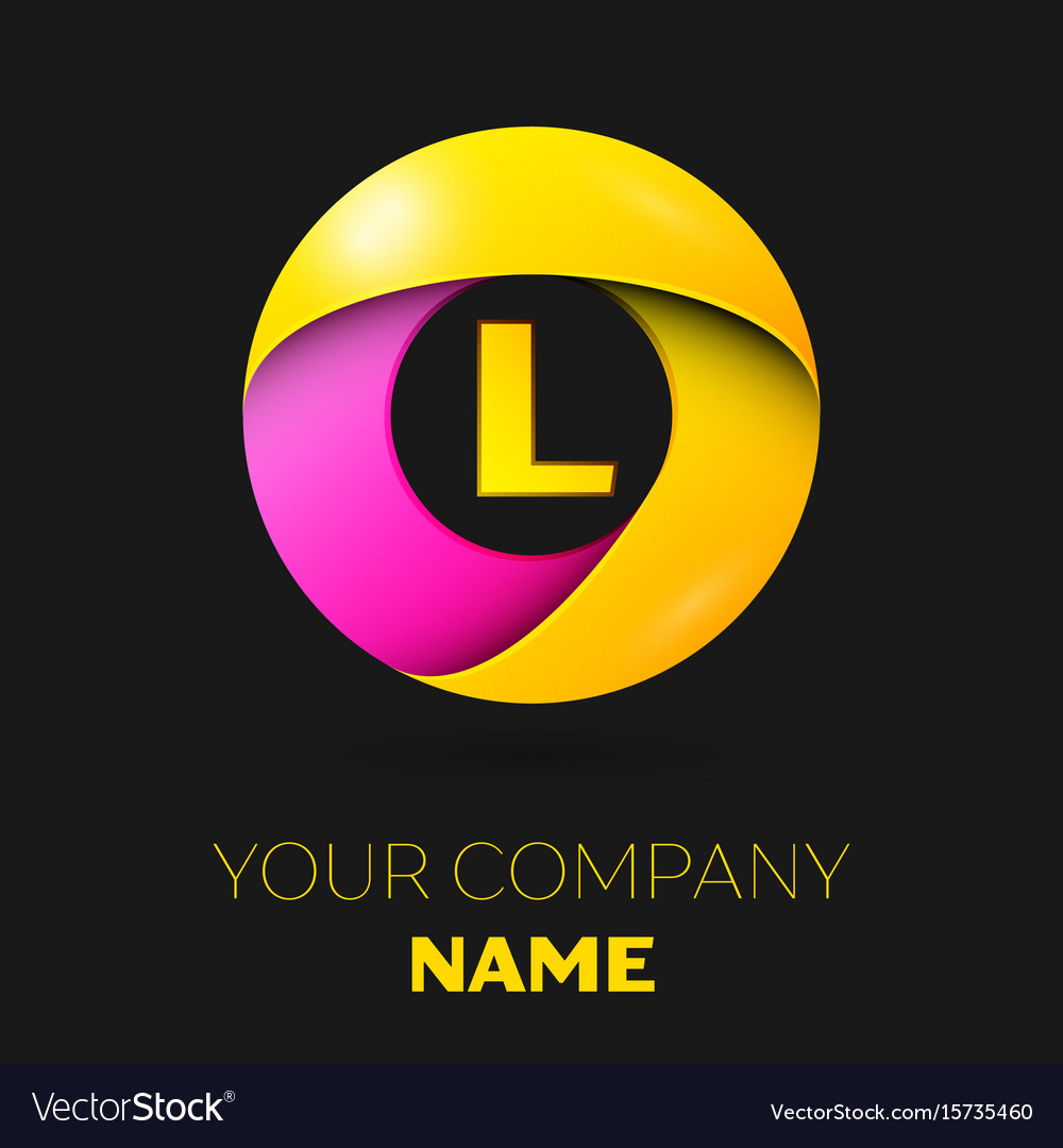 Realistic letter l logo in colorful circle