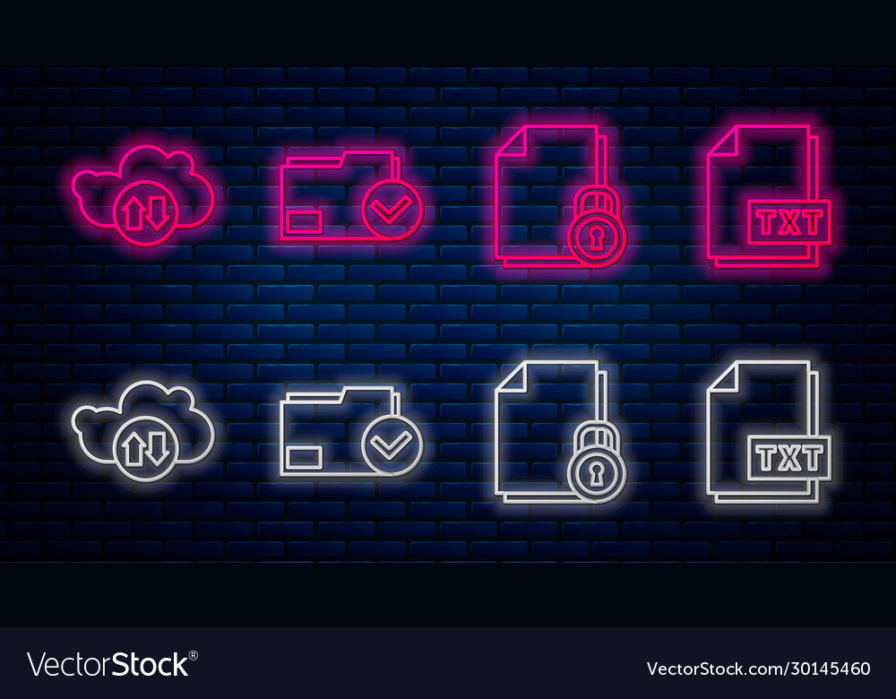 Set line document folder and check mark vector image Set line document folder and check mark