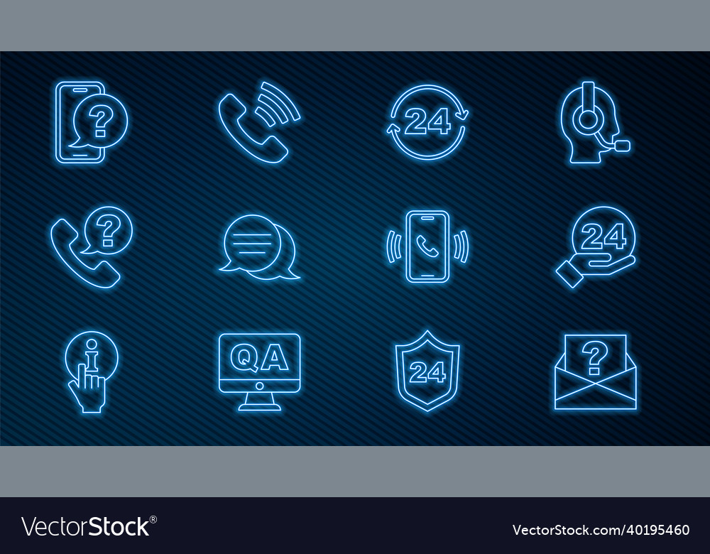 Set line envelope with question mark telephone 24 vector image Set line envelope with question mark telephone 24