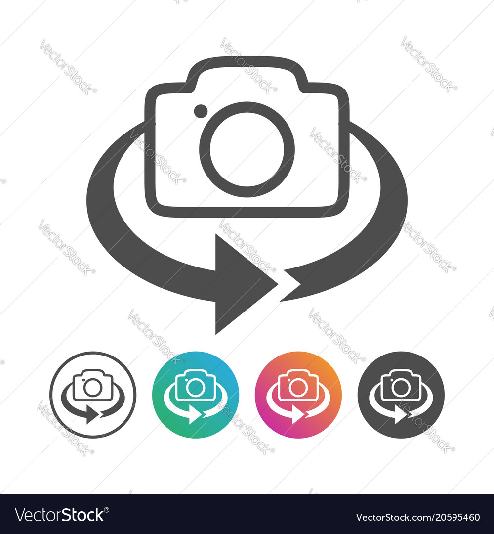 Simple camera 360 flip icon design set vector image