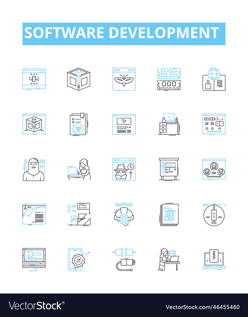 Software development line icons set