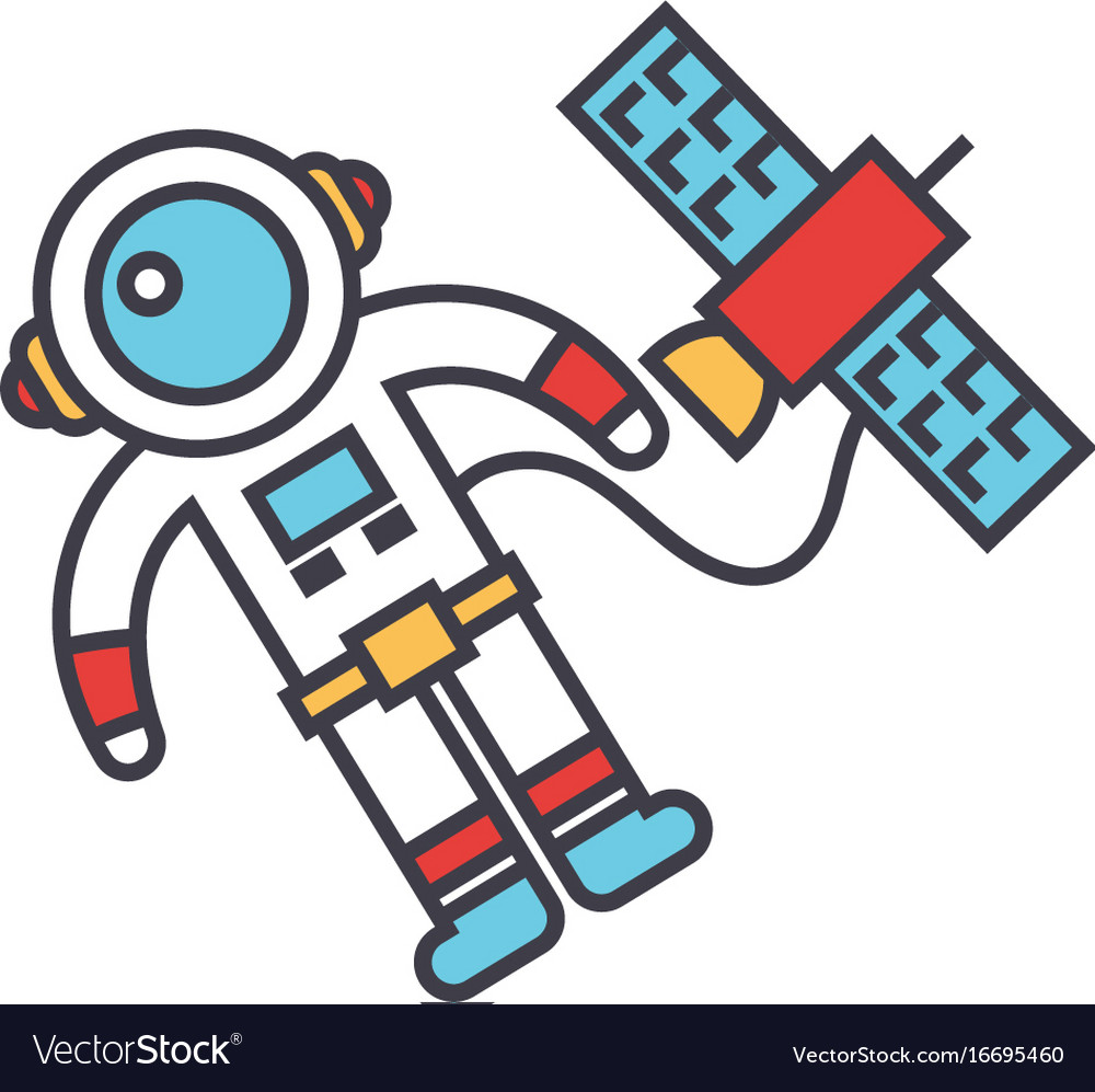 Spaceman in space with spaceship astronaut