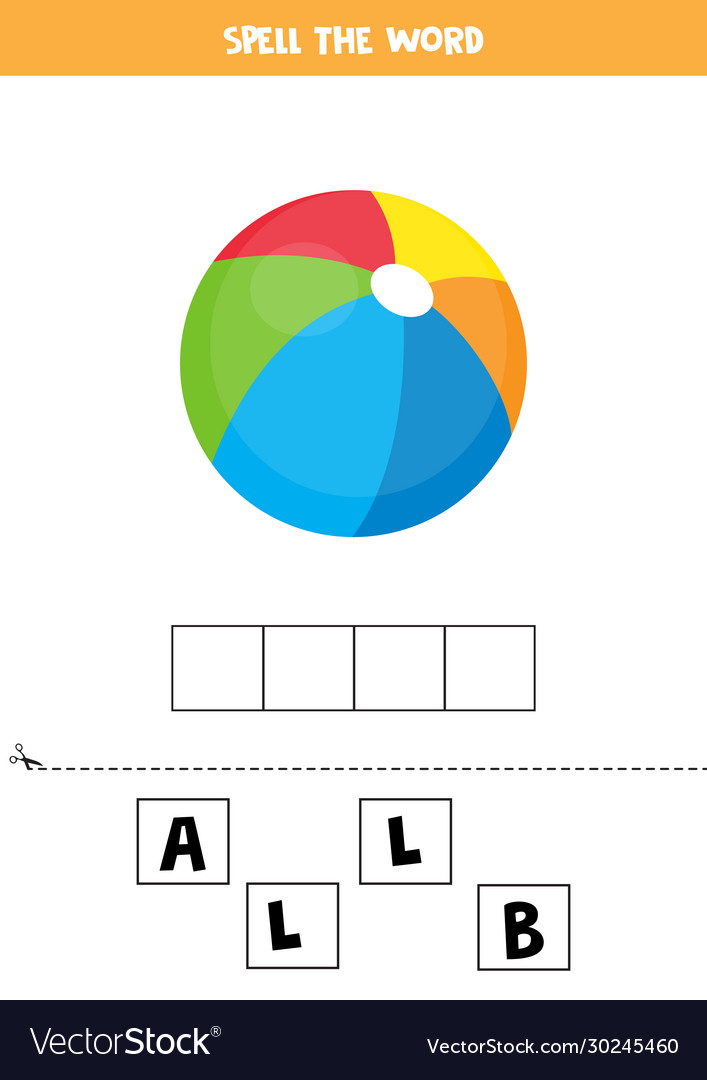 Spelling game for kids colorful toy ball Vector Image