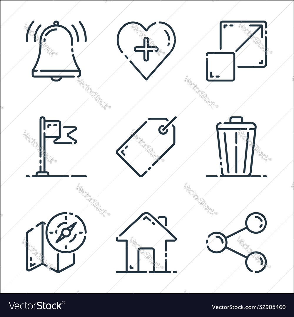 User interface line icons linear set quality vector image User interface line icons linear set quality