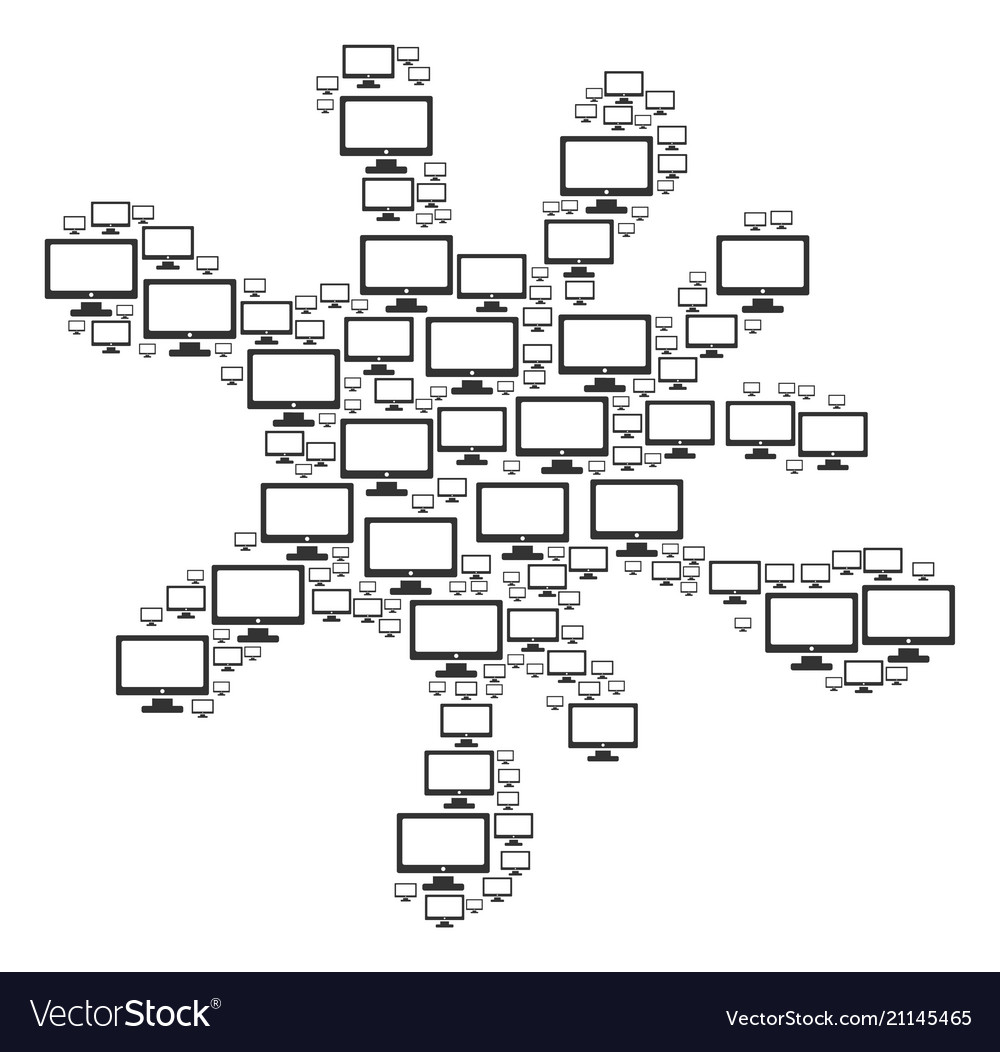 Blot mosaic of computer display icons vector image Blot mosaic of computer display icons
