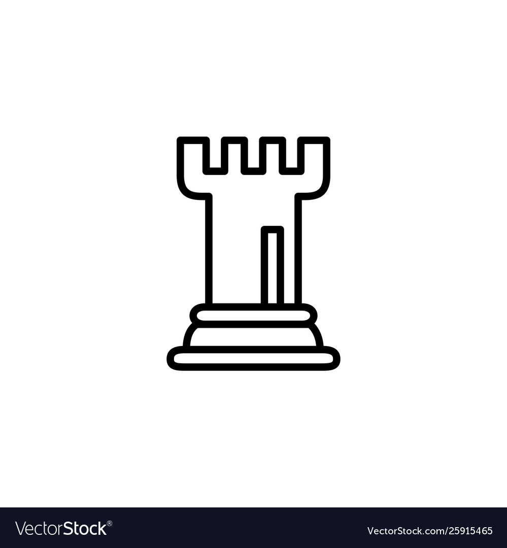 Chess rook line icon in flat style for apps ui