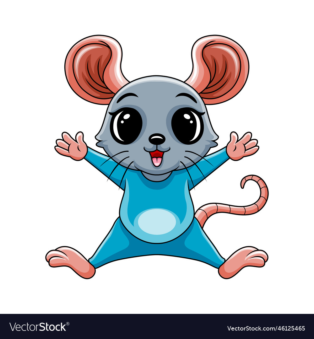 Cute baby mouse waving hand Royalty Free Vector Image