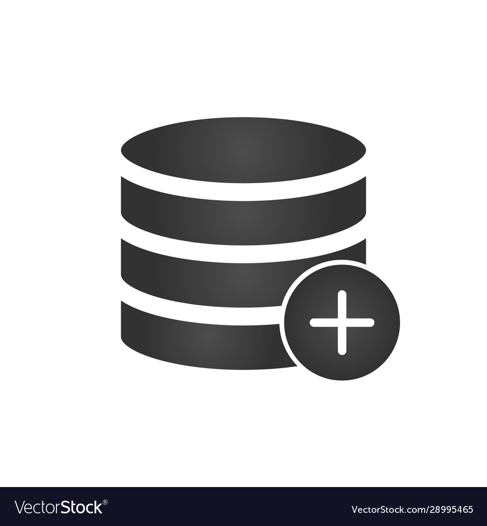 Database Add Icon - Black