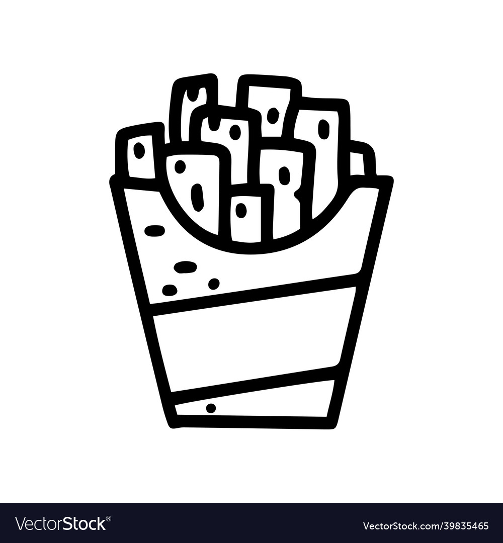 French fries line doodle simple icon