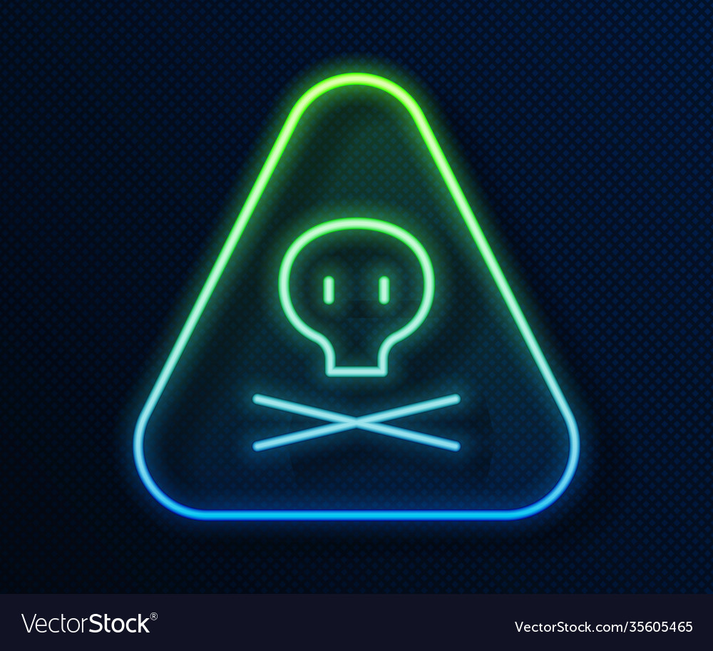 Glowing neon line triangle warning toxic icon Vector Image