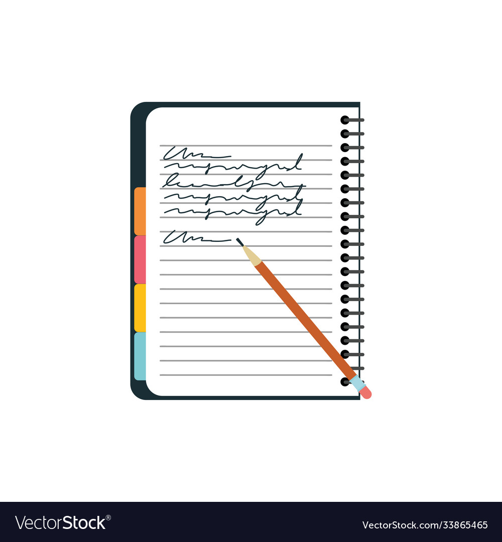 Isolated notebook with notes