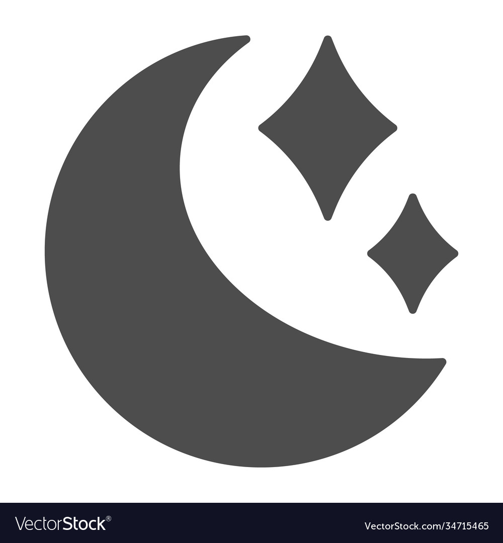 Moon and stars solid icon astronomy concept