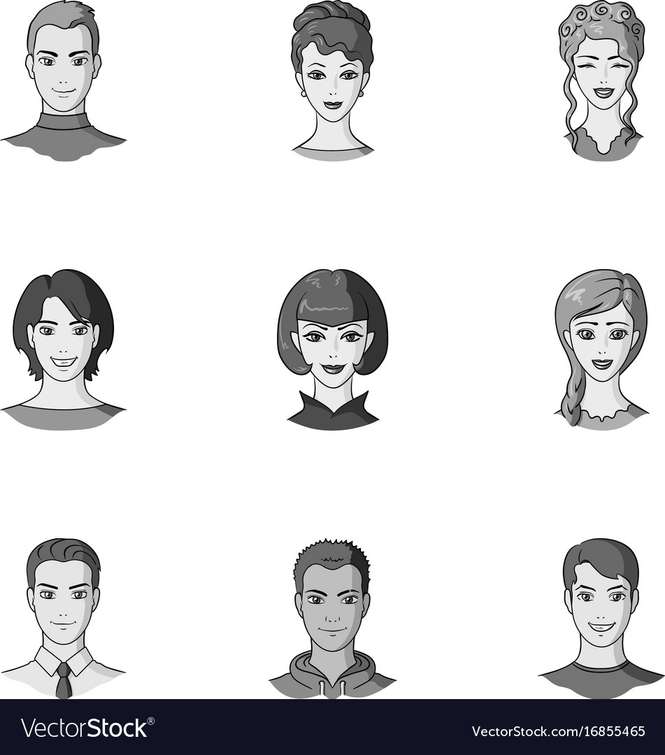 Set of different avatars girls and men avatar