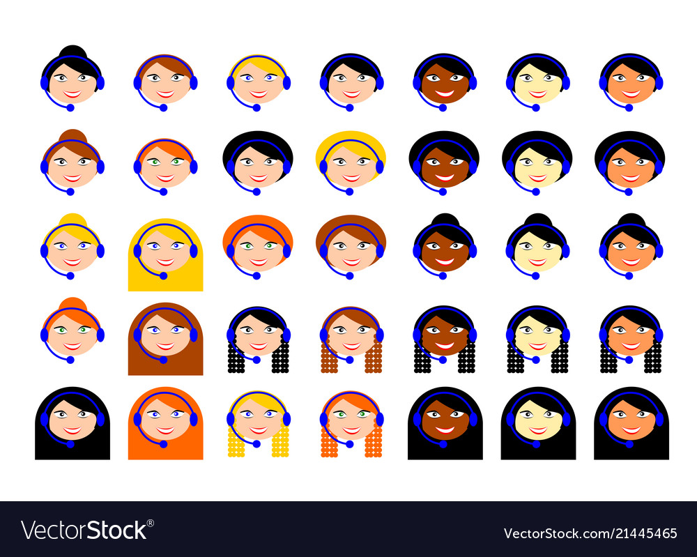 Set with icons of different working teleoperators