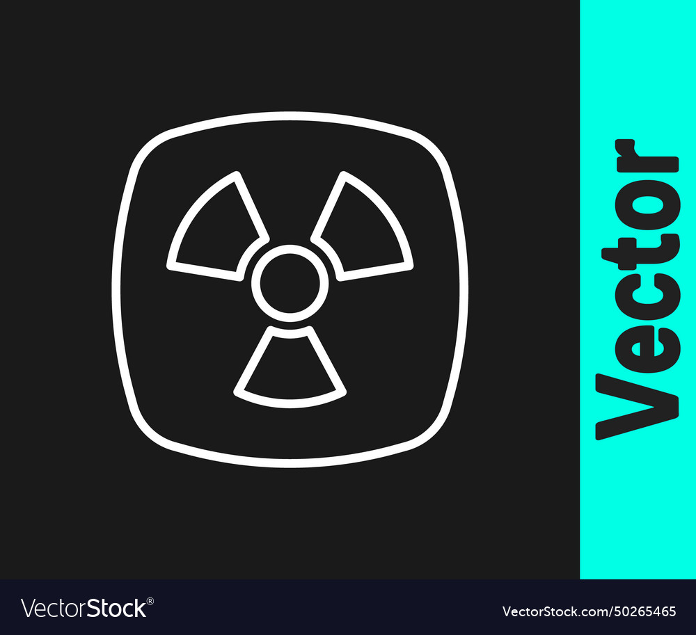 Weiße Linie radioaktive Ikone isoliert auf schwarz