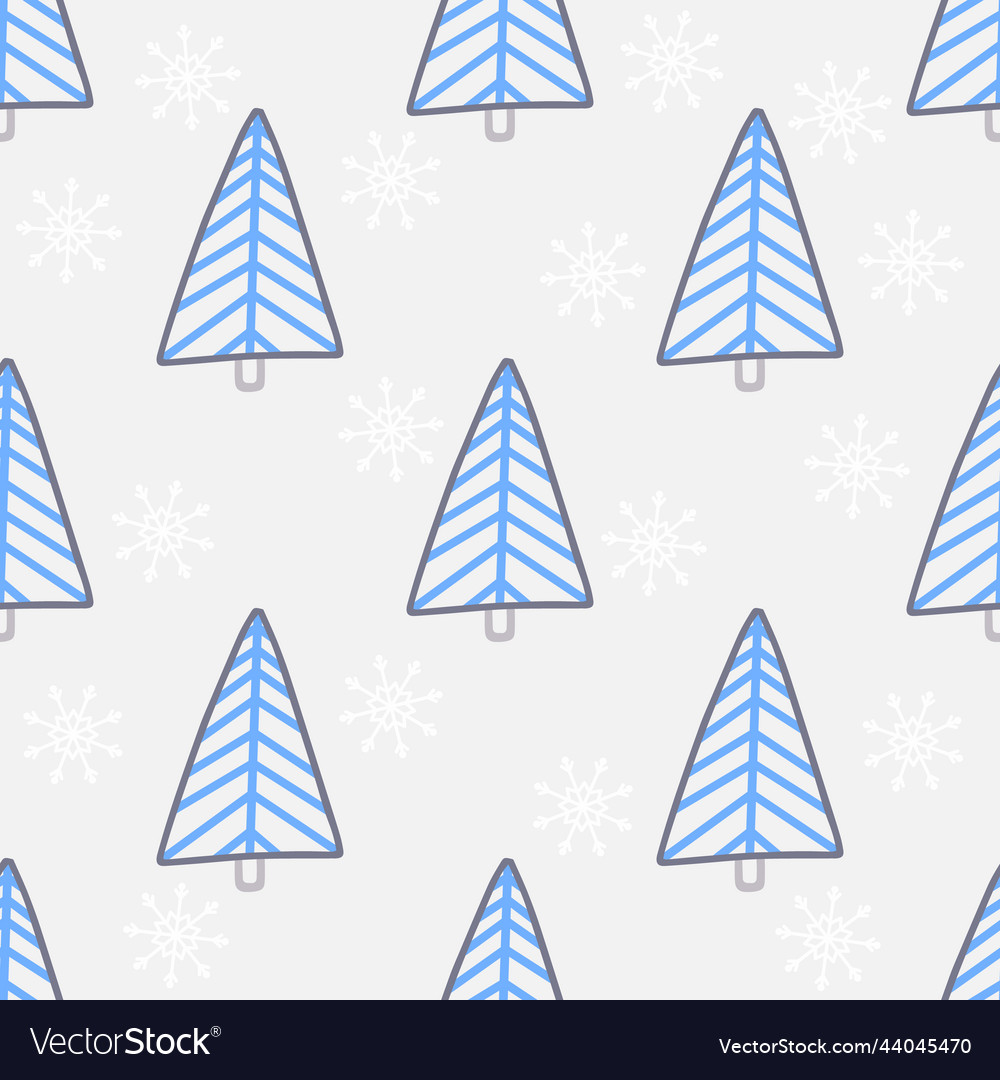 Christmas tree and snowflake seamless pattern new