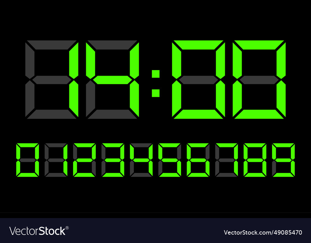Digital clock number set eps vector image Digital clock number set eps