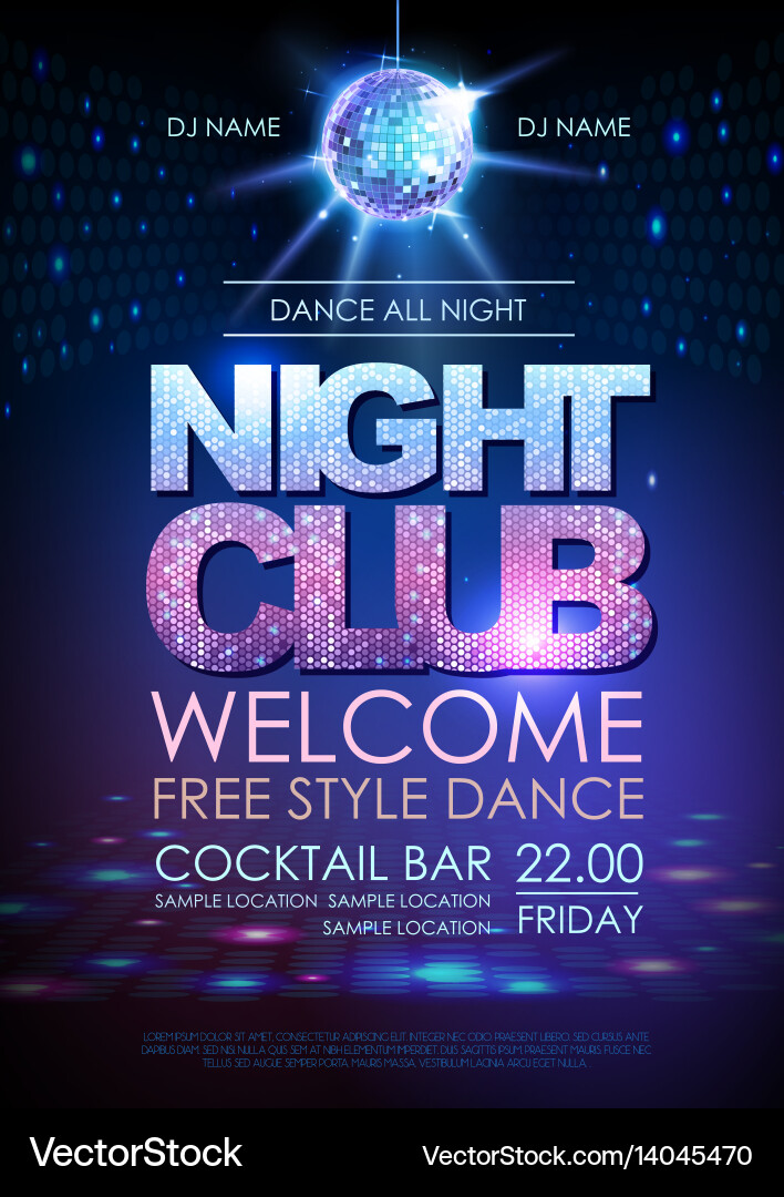 Disco Ball Background Disco Poster Night Club Vector Image