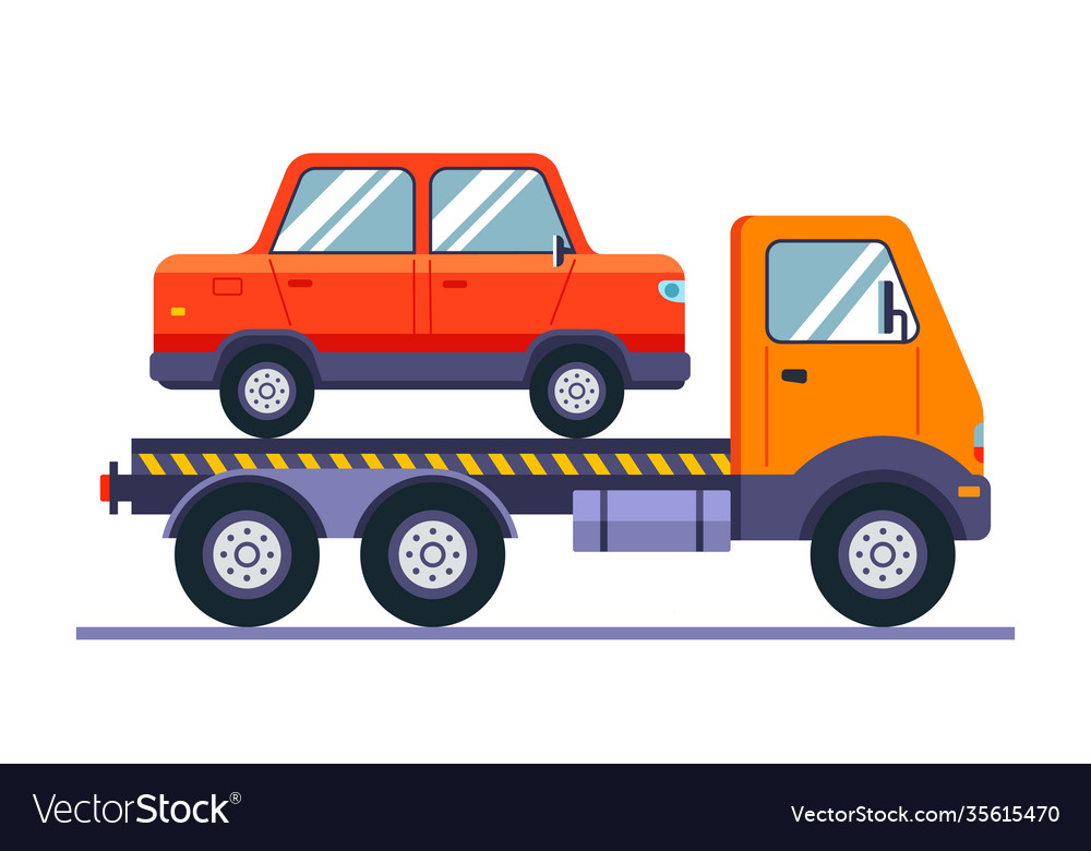 Evacuation a broken car on special equipment Vector Image