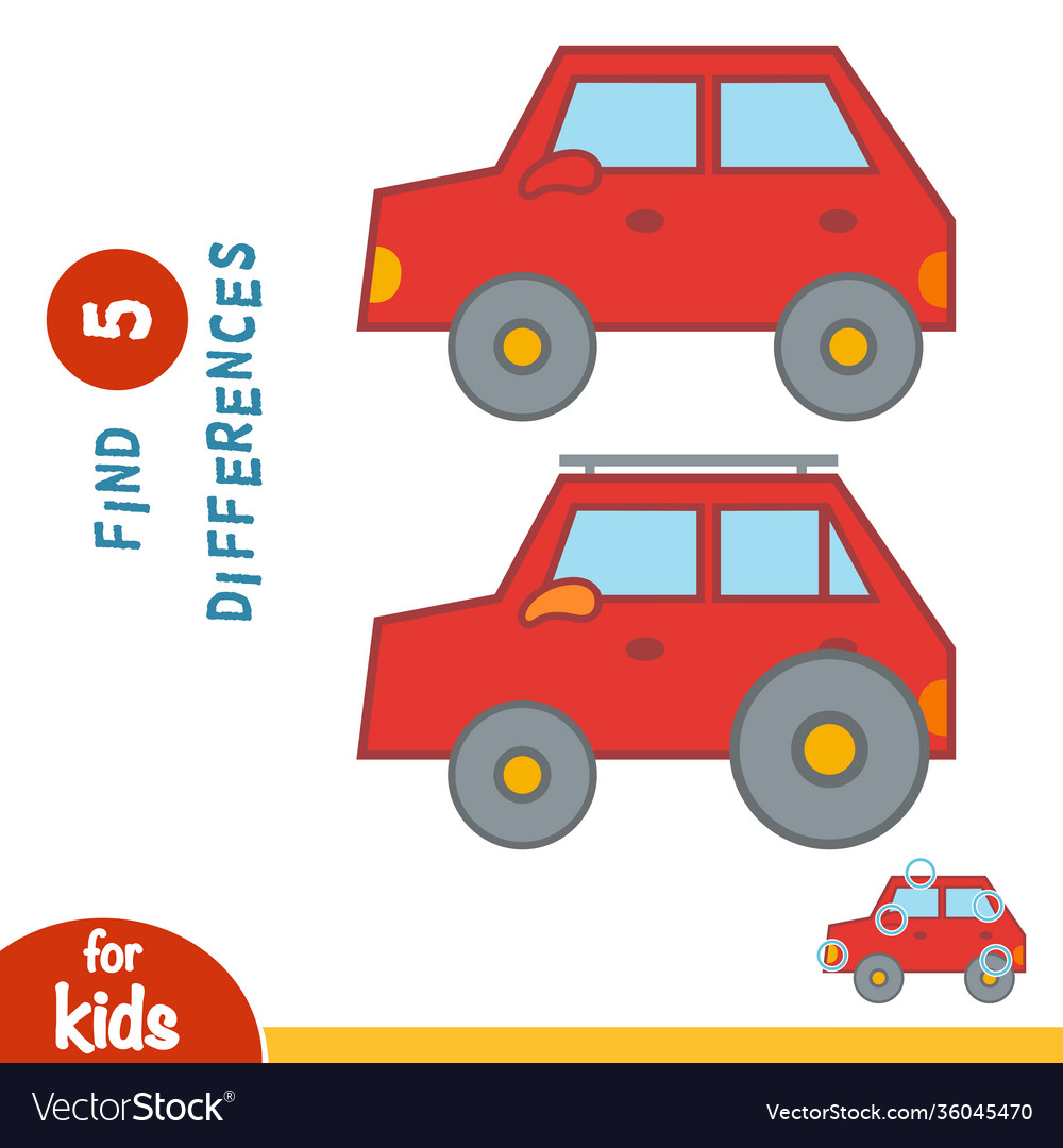 Find differences car Royalty Free Vector Image