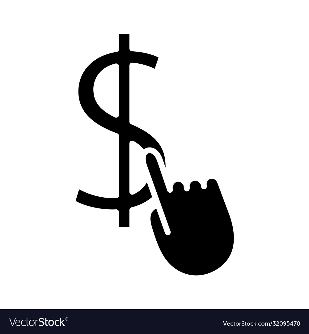 Hand indexing dollar symbol silhouette style icon