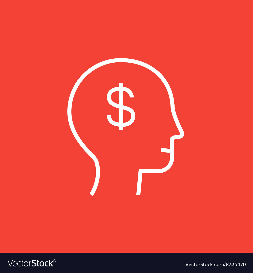 Human head with dollar symbol line icon