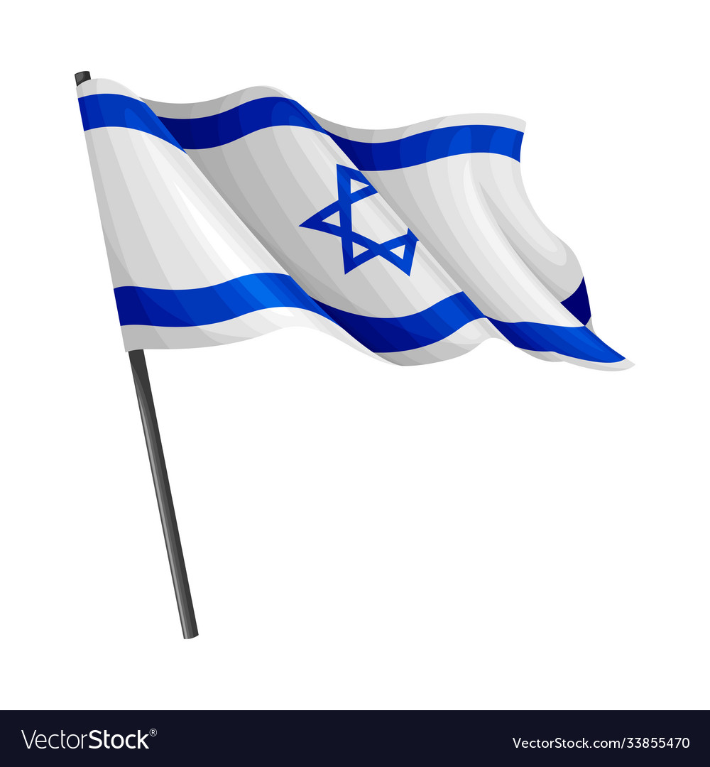 Israel flag waving on pole as national country Vector Image