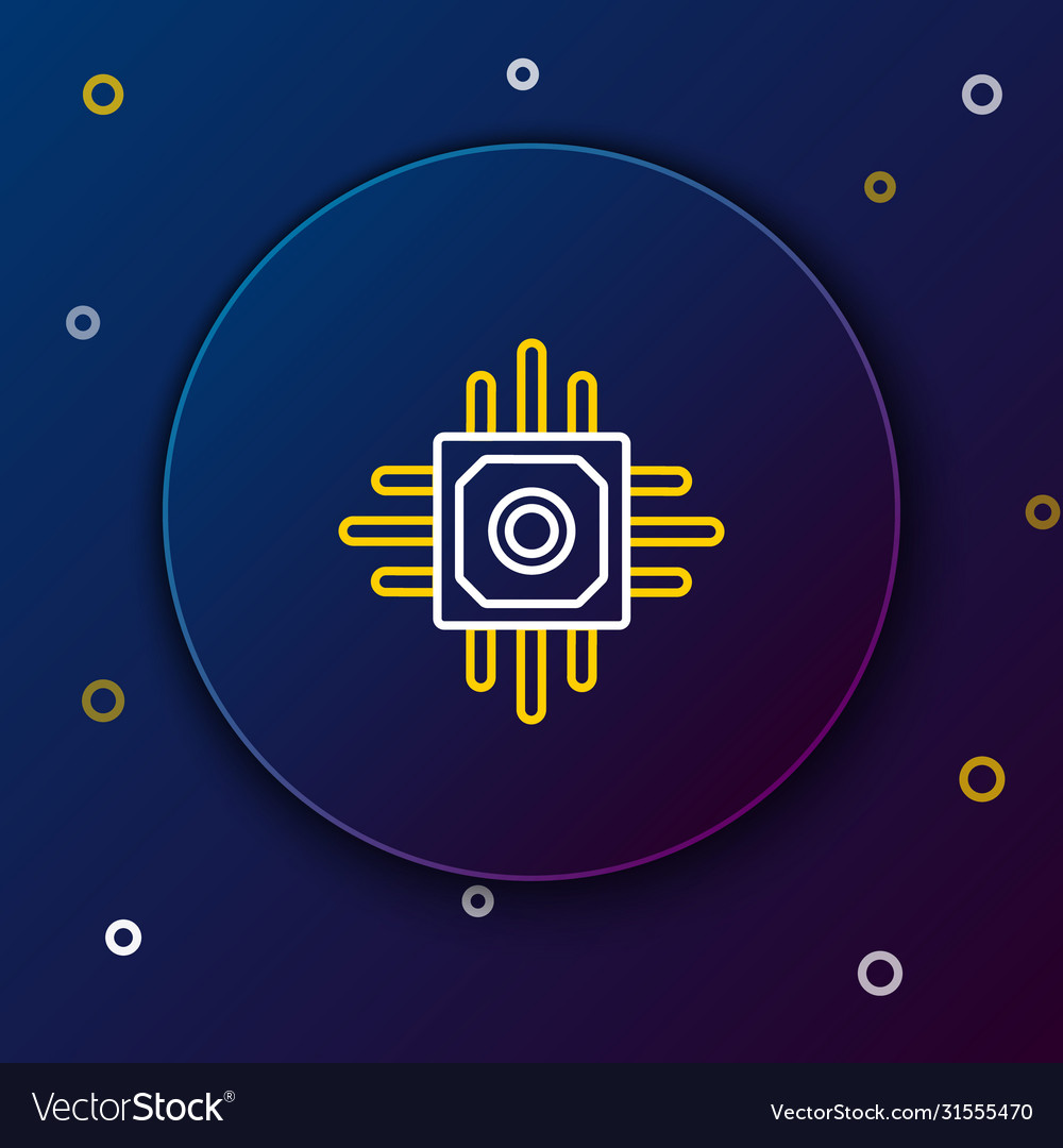Line processor icon isolated on blue background vector image Line processor icon isolated on blue background