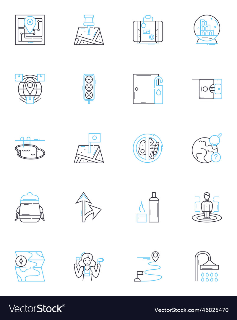 Location markers linear icons set geolocation vector image Location markers linear icons set geolocation