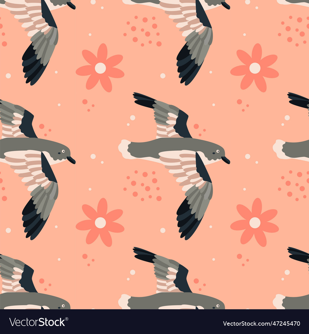 Pattern with petrel bird