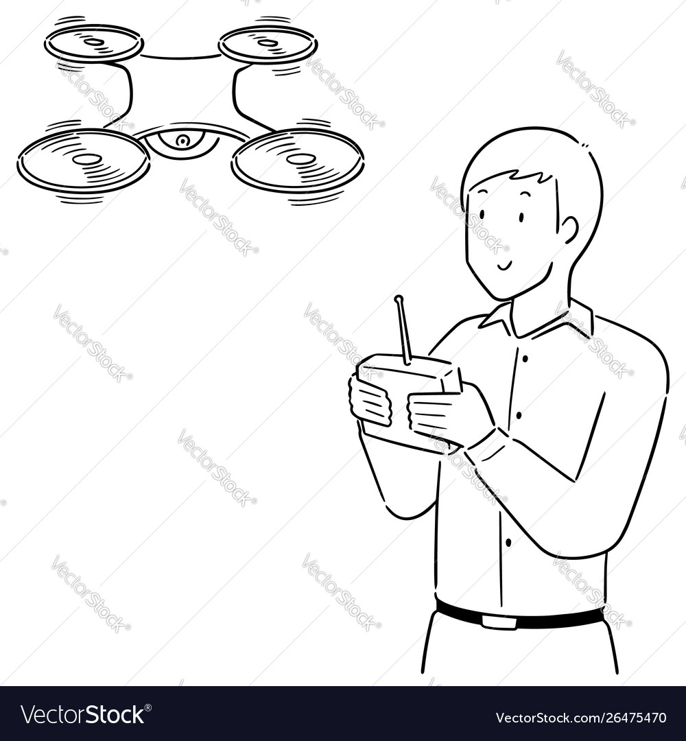 Set man using drone